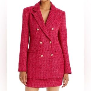 Hot Pink Tweed Double Breasted Blazer Bloomingdale’s AQUA XS